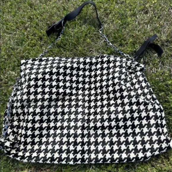 Christian Louboutin BLACK & WHITE HOUNDSTOOTH PONY-STYLE CALFSKIN CROSSBODY BAG - Picture 5 of 11